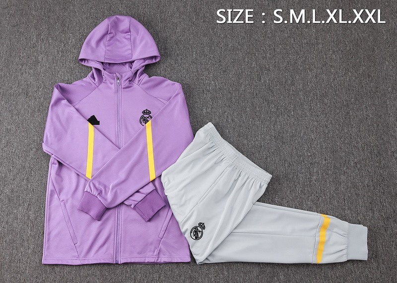 2024 Real Madrid Purple Hoodie Jacket Kit Set Football Team Shirt Sports Fashion