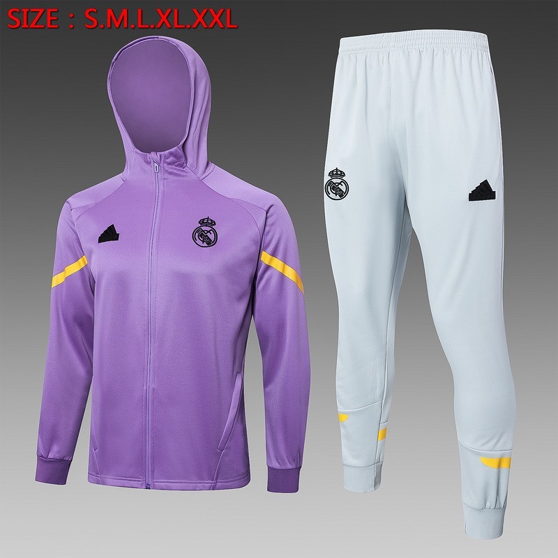2024 Real Madrid Purple Hoodie Jacket Kit Set Football Team Shirt Sports Fashion