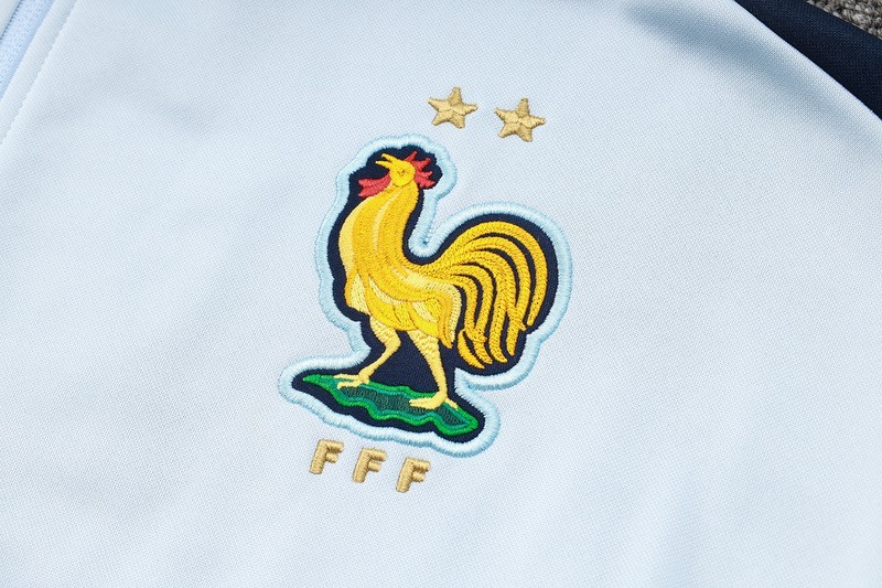 2024 France Sky Blue Hoodie Jacket Kit Set Football Team Shirt Sports Fashion