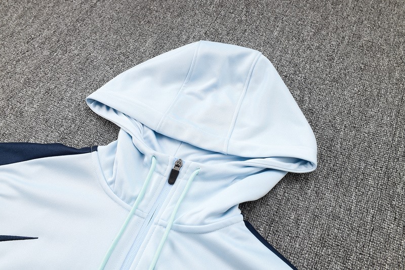 2024 France Sky Blue Hoodie Jacket Kit Set Football Team Shirt Sports Fashion
