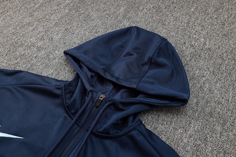 2024 France Royal Blue Hoodie Jacket Kit Set Football Team Shirt Sports Fashion