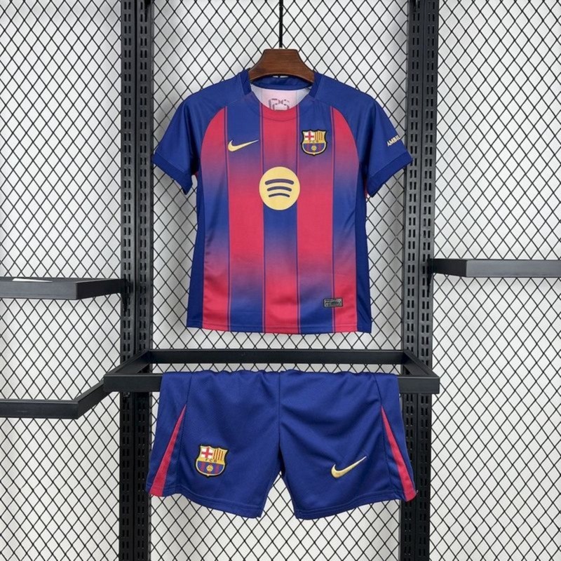 25/26 Kids Barcelona Home jersey Kid Kits Size 16-28