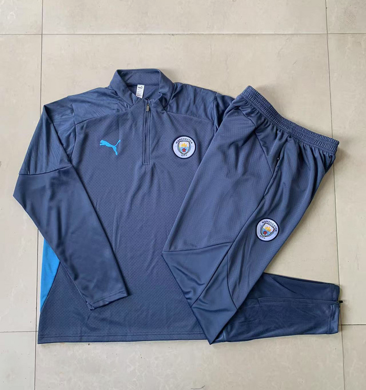 202526 Manchester City Grey Long-sleeved half-pull training kit Football team kit