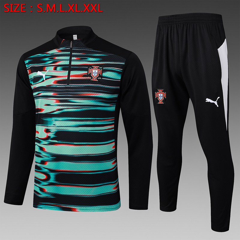 202526 Portugal dark green Long-sleeved half-pull training kit Football team kit