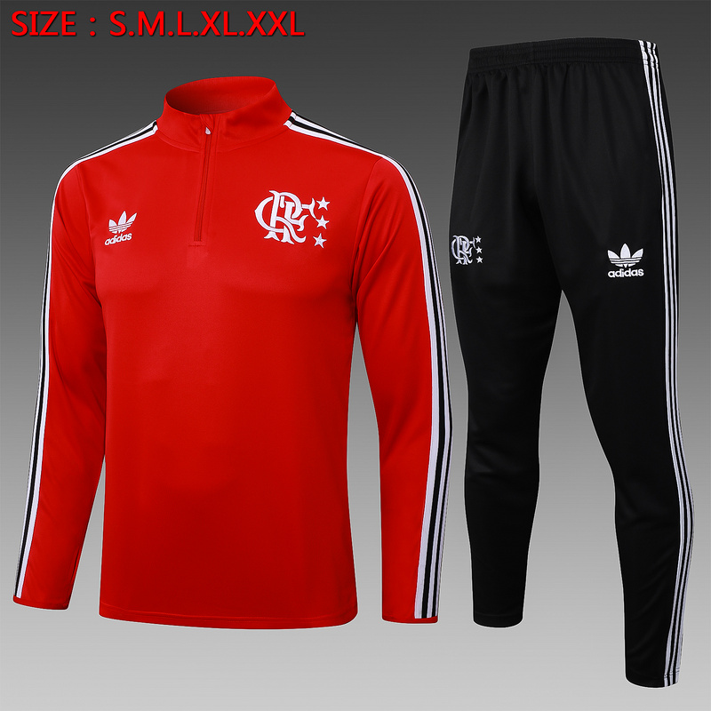 202526 Flamengo Red Long-sleeved half-pull training kit Football team kit