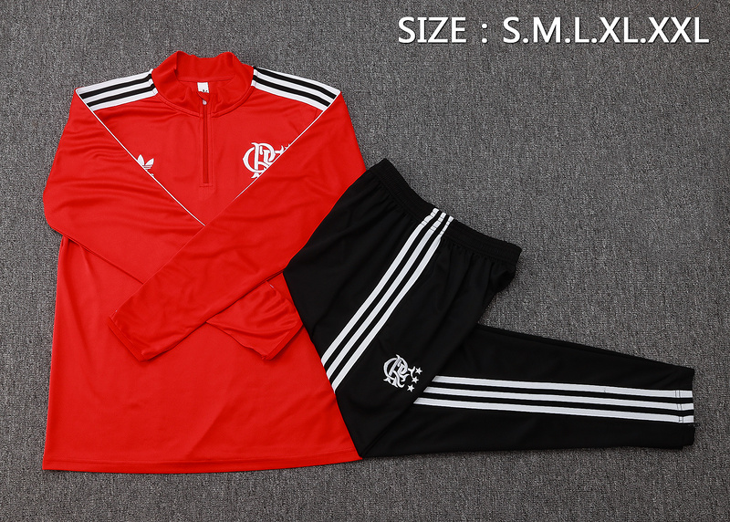 202526 Flamengo Red Long-sleeved half-pull training kit Football team kit