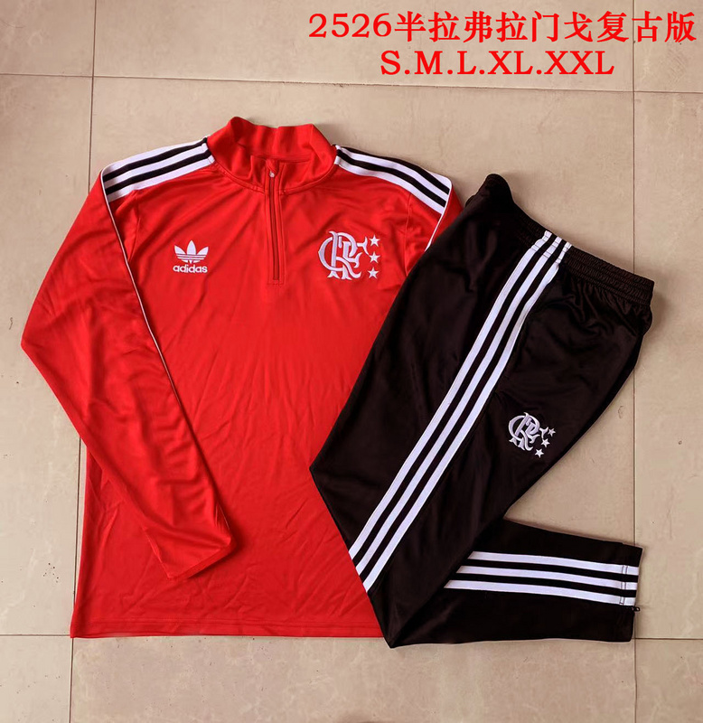 202526 Flamengo Red Long-sleeved half-pull training kit Football team kit