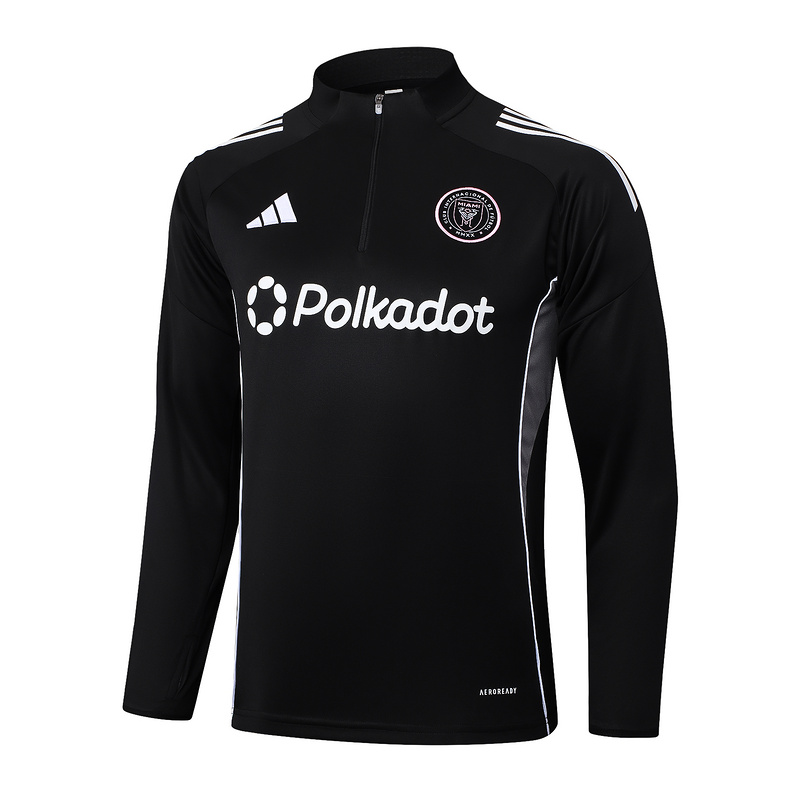 202526 Miami Black Long-sleeved half-pull training kit Football team kit