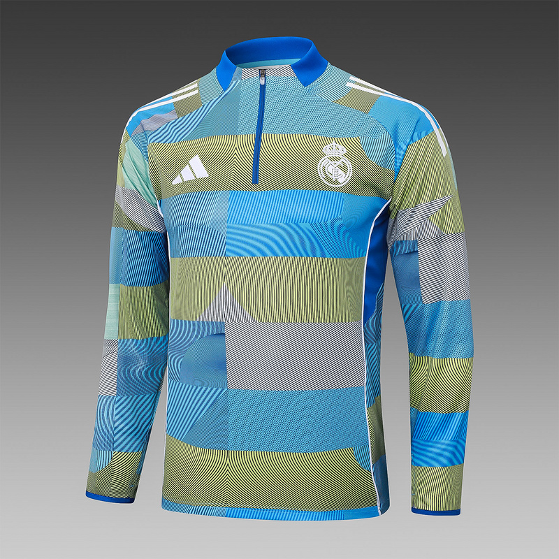 202526 Real Madrid Light green Long-sleeved half-pull training kit Football team kit