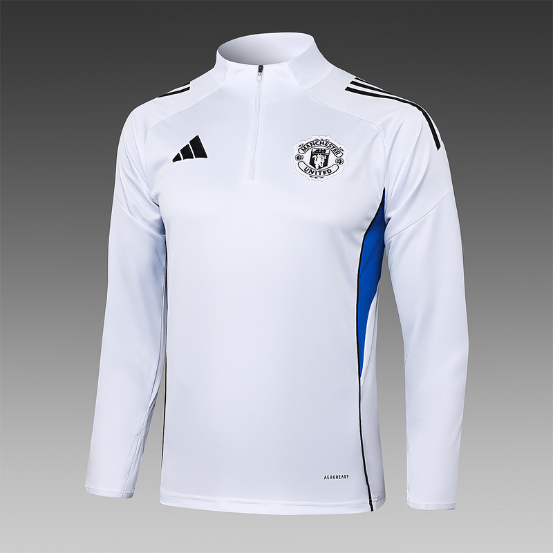 202526 Manchester United White Long-sleeved half-pull training kit Football team kit