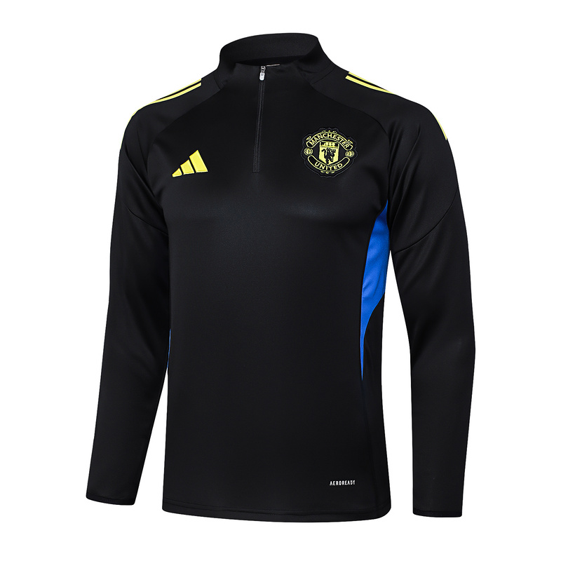 202526 Manchester United Black Long-sleeved half-pull training kit Football team kit