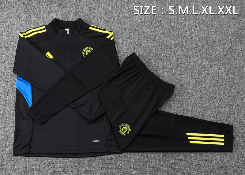 202526 Manchester United Black Long-sleeved half-pull training kit Football team kit