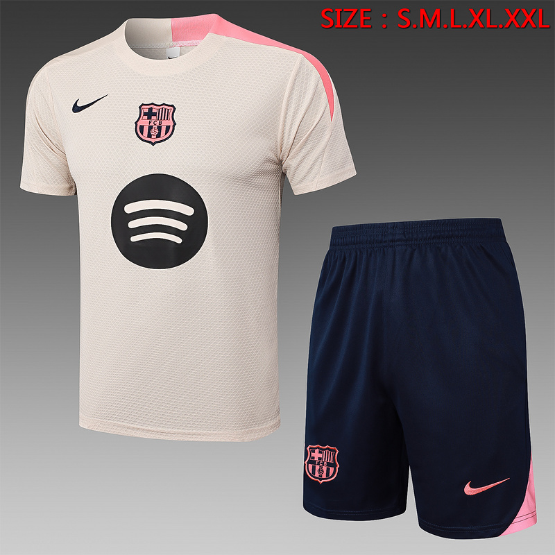 2025/26 Barcelona beige Training Set Shirt and Shorts