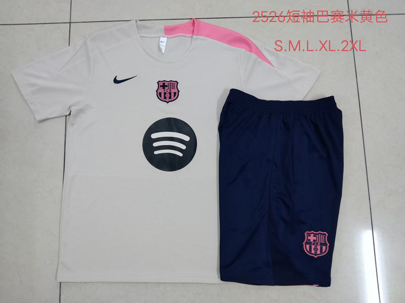2025/26 Barcelona beige Training Set Shirt and Shorts