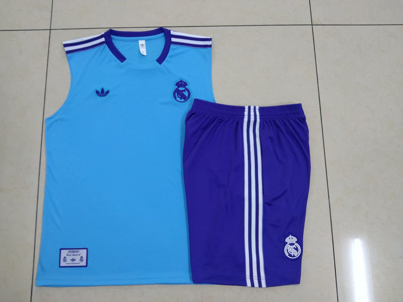 2025/26 Real Madrid Light blue Training Set Shirt and Shorts