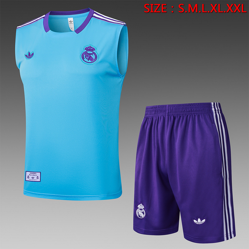 2025/26 Real Madrid Light blue Training Set Shirt and Shorts