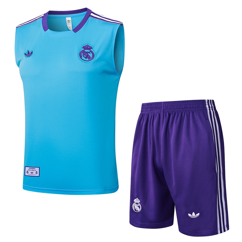 2025/26 Real Madrid Light blue Training Set Shirt and Shorts