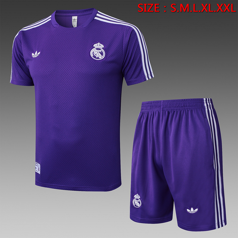 2025/26 Real Madrid Purple Training Set Shirt and Shorts