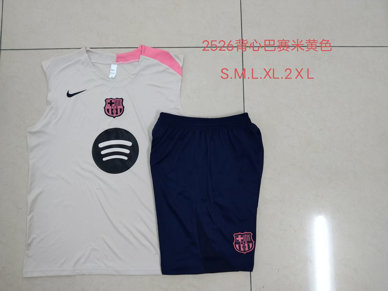 2025/26 Barcelona beige Training Set Shirt and Shorts