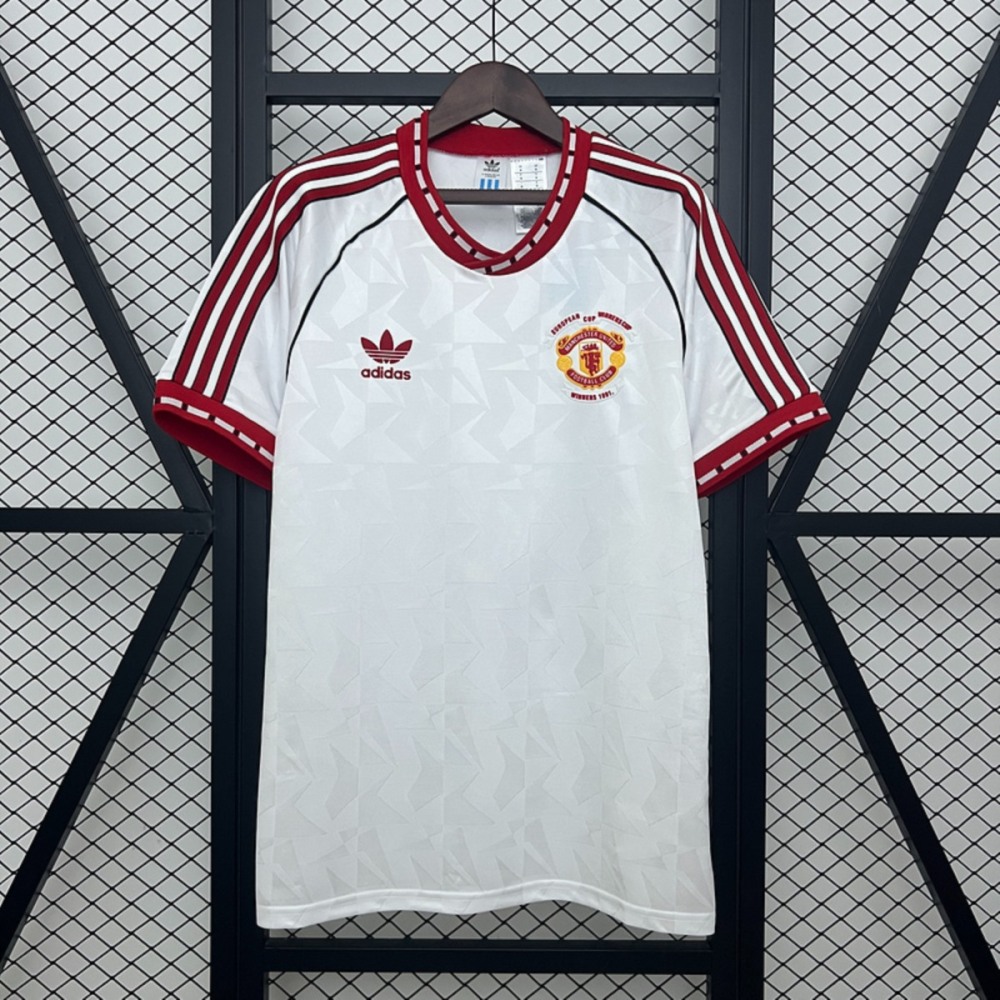 Retro Manchester United 1991 white jersey Fan Version