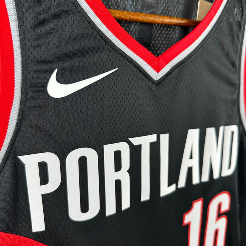 NBA Portland Trail Blazers 2023 V-Neck Black jersey YANG#16 S-XXL