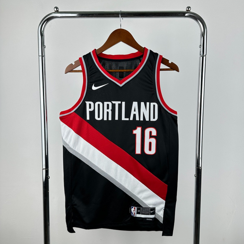 NBA Portland Trail Blazers 2023 V-Neck Black jersey YANG#16 S-XXL