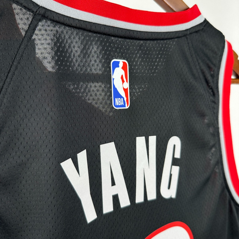 NBA Portland Trail Blazers 2023 V-Neck Black jersey YANG#16 S-XXL