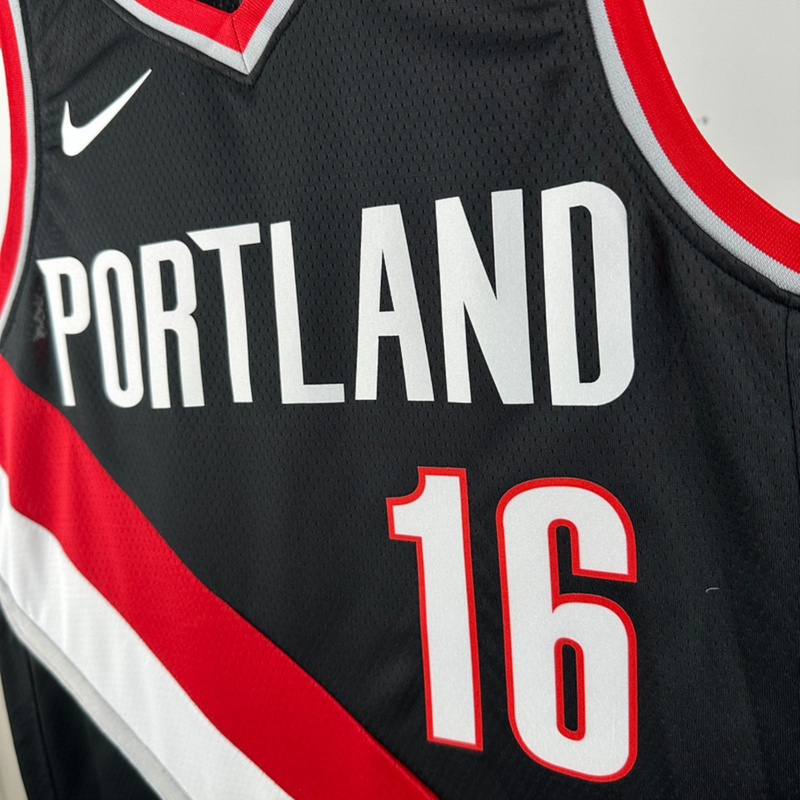 NBA Portland Trail Blazers 2023 V-Neck Black jersey YANG#16 S-XXL