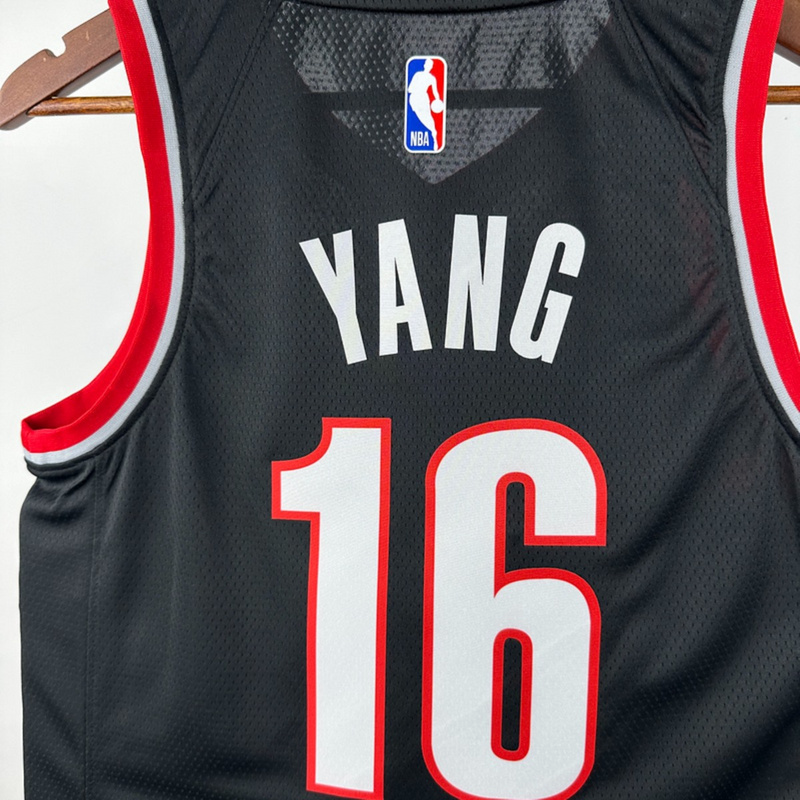 NBA Portland Trail Blazers 2023 V-Neck Black jersey YANG#16 S-XXL