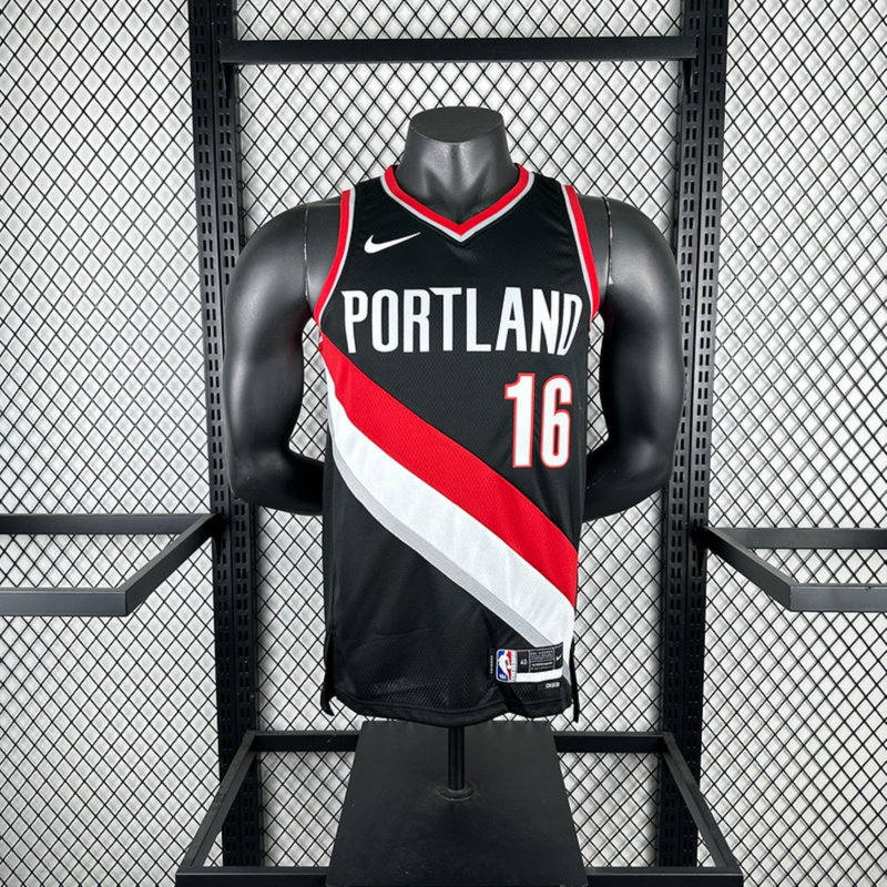 NBA Portland Trail Blazers 2023 V-Neck Black jersey YANG#16 S-XXL