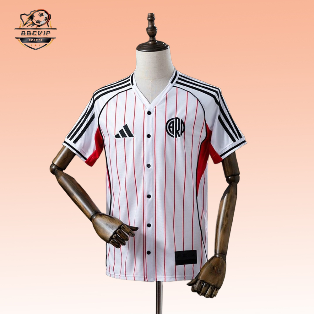 2025/26 River Plate Pack Full-Button Baseball White jersey Fan version