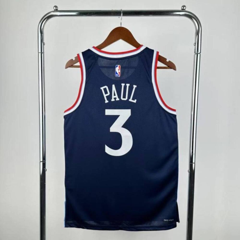 NBA Los Angeles Clippers 24/25 Round Neck dark blue Jersey PAUL#3 S-XXL