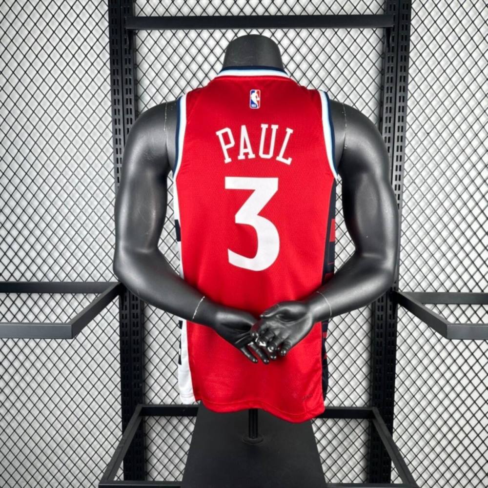 NBA Los Angeles Clippers 24/25 Round Neck JORDAN Edition Red Jersey PAUL#3 S-XXL