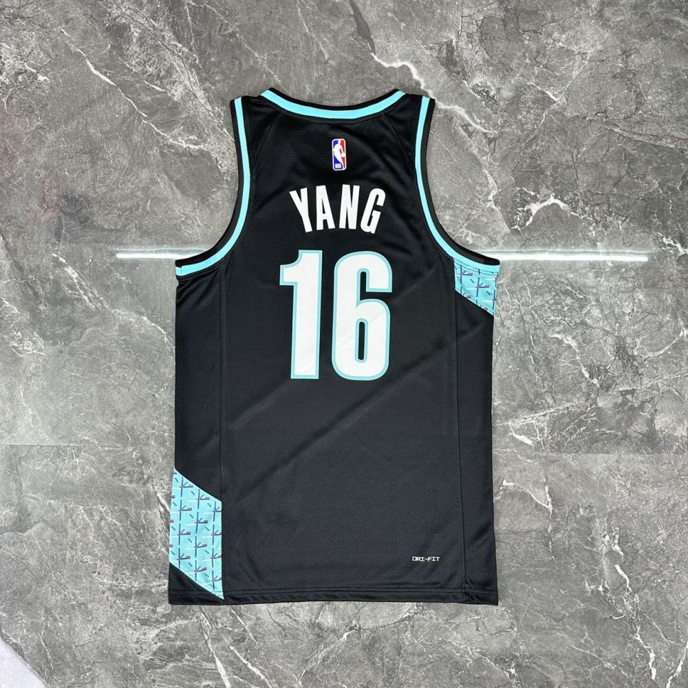 NBA Portland Trail Blazers V-Neck City Edition Black Jersey YANG#16 S-XXL