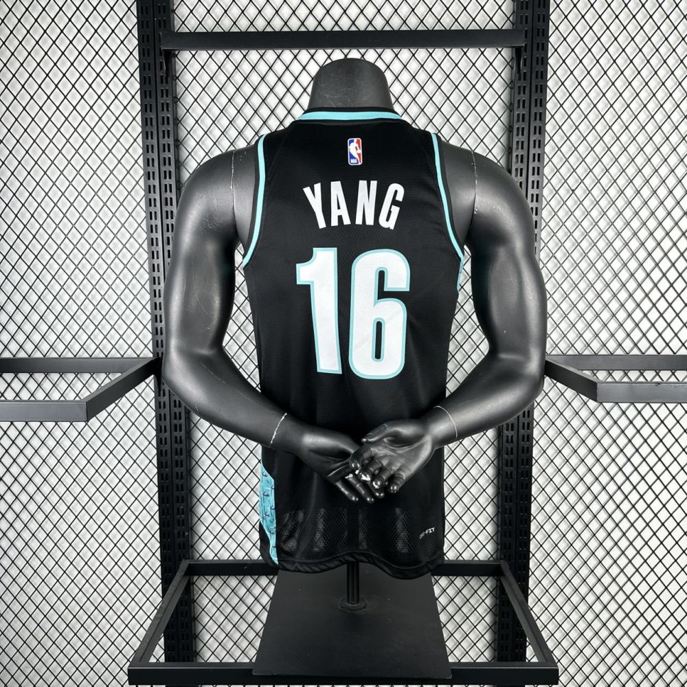 NBA Portland Trail Blazers V-Neck City Edition Black Jersey YANG#16 S-XXL