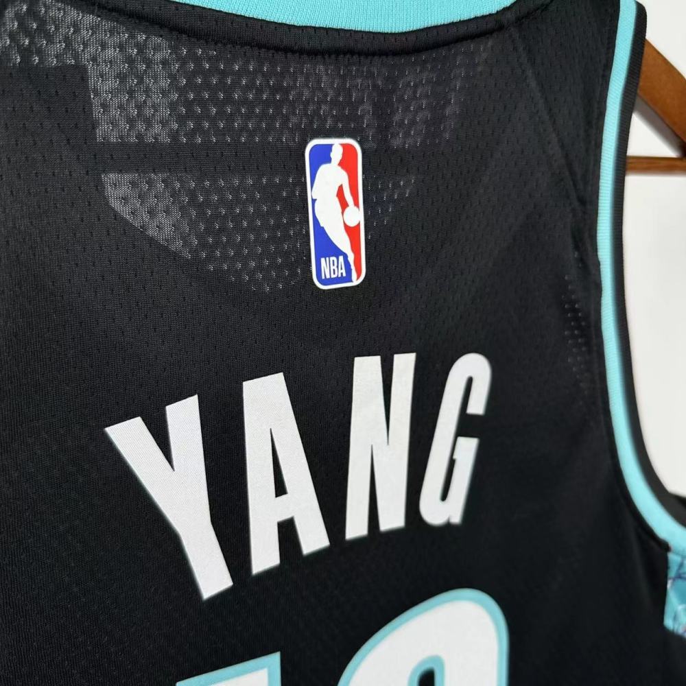 NBA Portland Trail Blazers V-Neck City Edition Black Jersey YANG#16 S-XXL