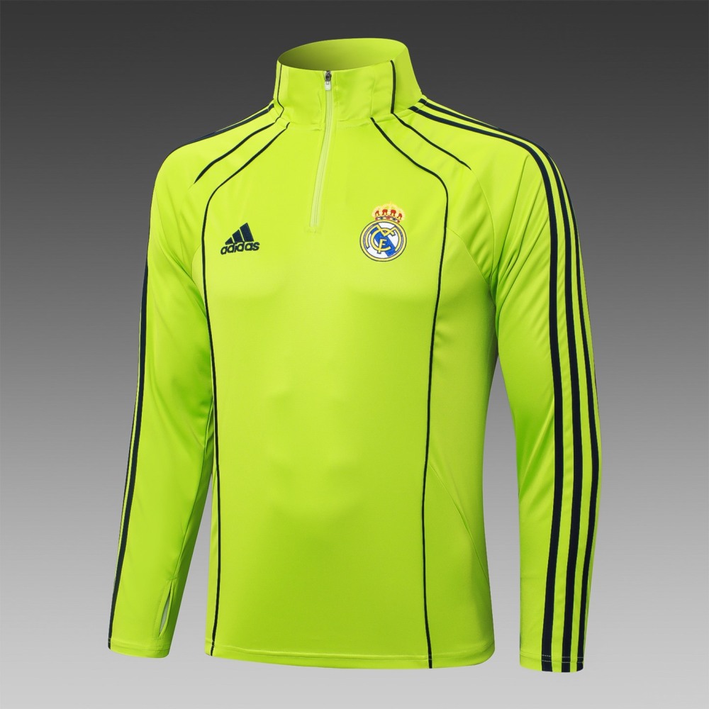 202526 Real Madrid Green Long-sleeved half-pull training kit Football team kit