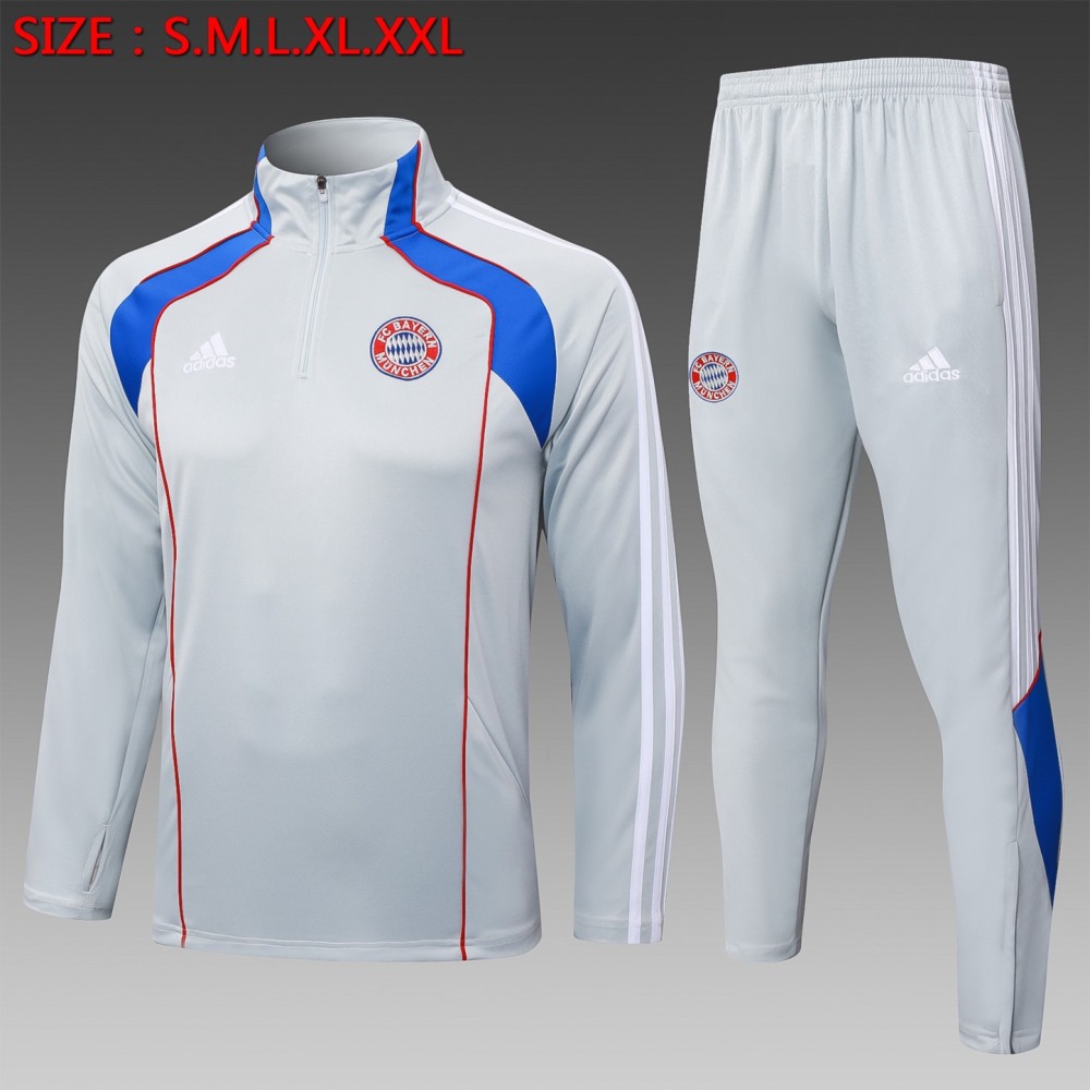 202526 Bayern Munich white-blue Long-sleeved half-pull training kit Football team kit
