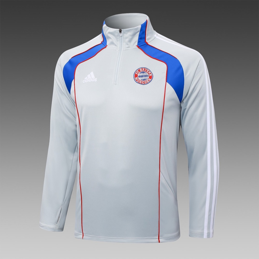 202526 Bayern Munich white-blue Long-sleeved half-pull training kit Football team kit