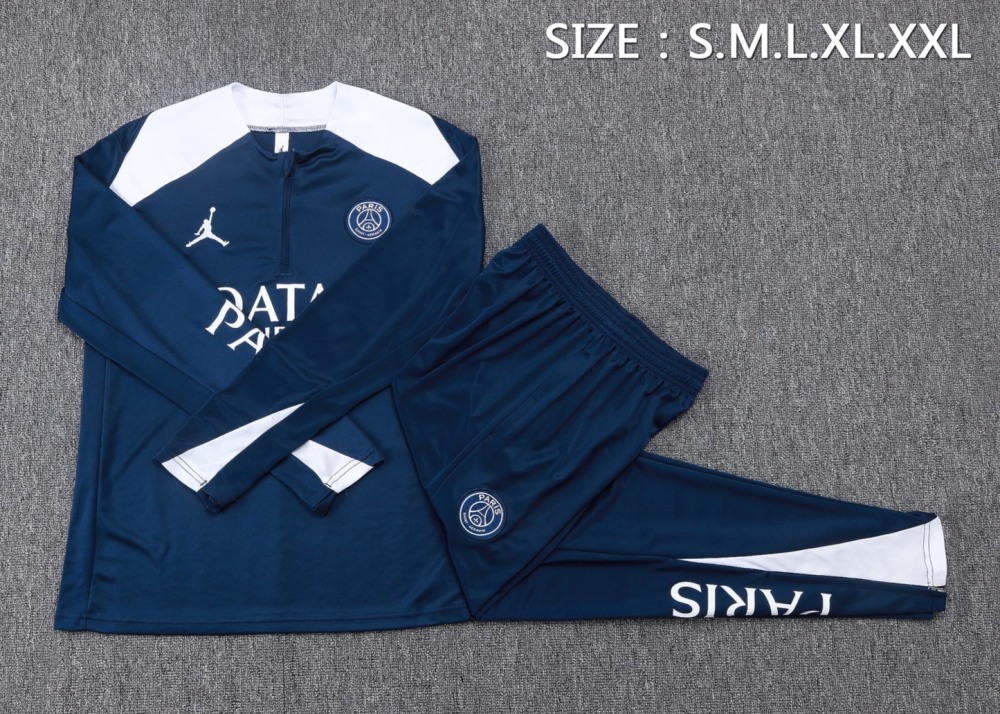 202526 Paris royal blue Long-sleeved half-pull training kit Football team kit