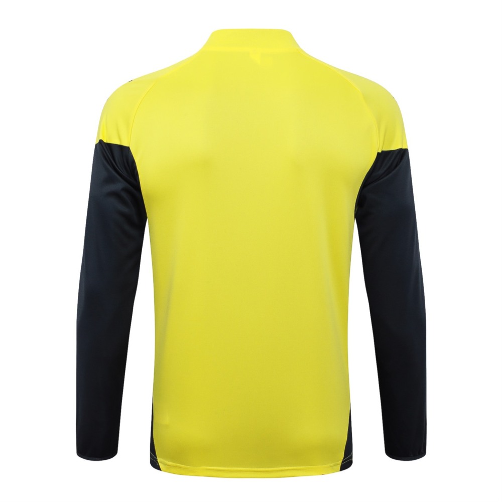 202526 Real Madrid yellow-black Long-sleeved half-pull training kit Football team kit