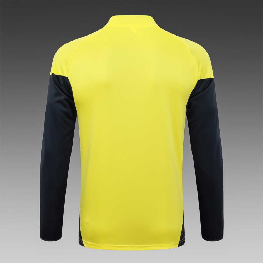 202526 Real Madrid yellow-black Long-sleeved half-pull training kit Football team kit