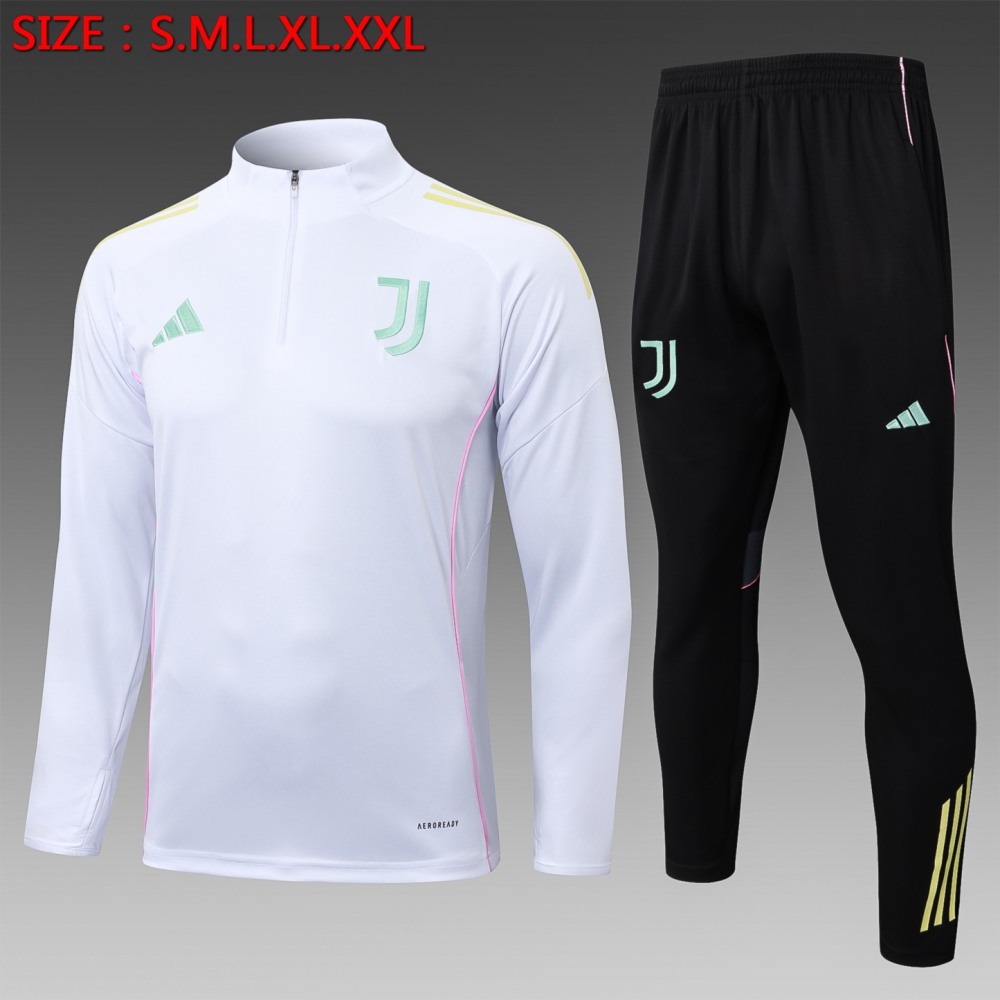 202526 Juventus white-black Long-sleeved half-pull training kit Football team kit