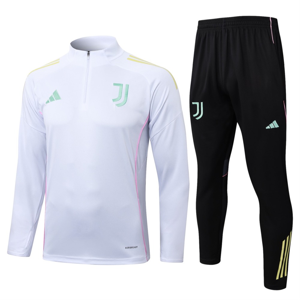 202526 Juventus white-black Long-sleeved half-pull training kit Football team kit