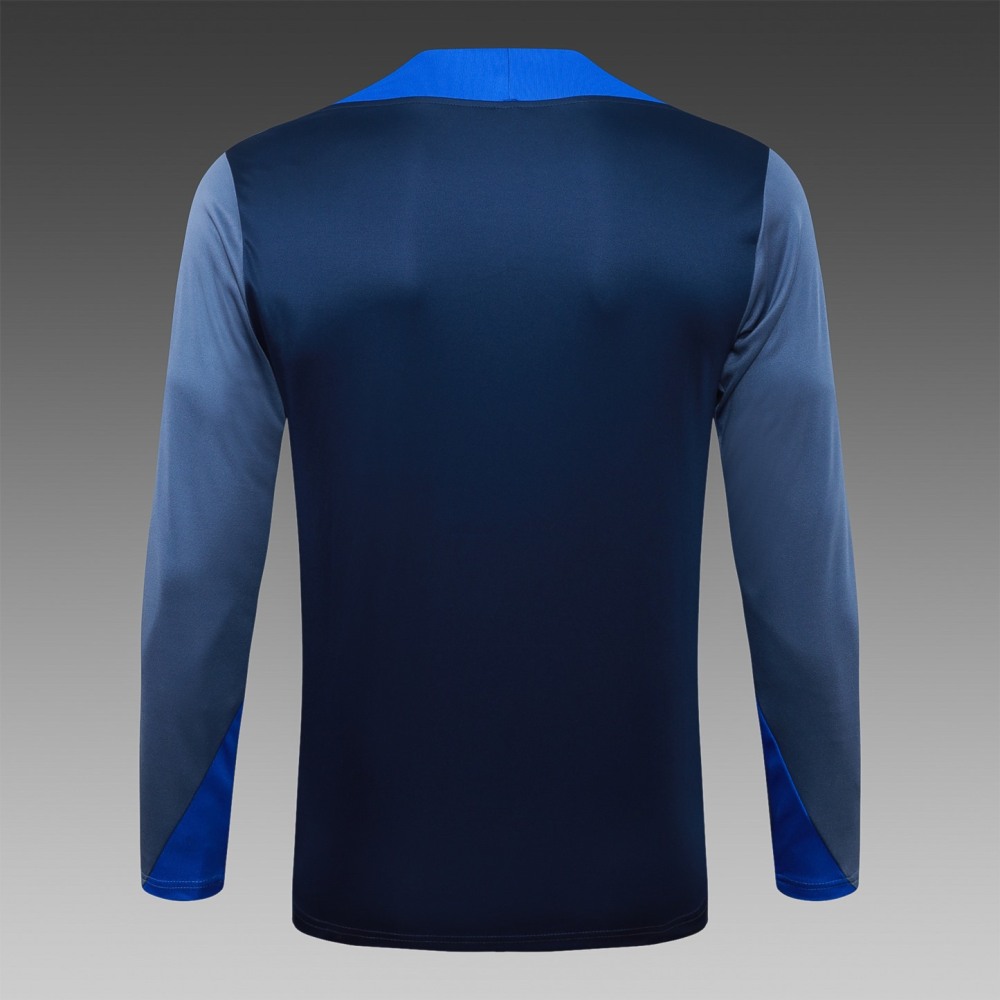 202526 Paris royal blue Long-sleeved half-pull training kit Football team kit