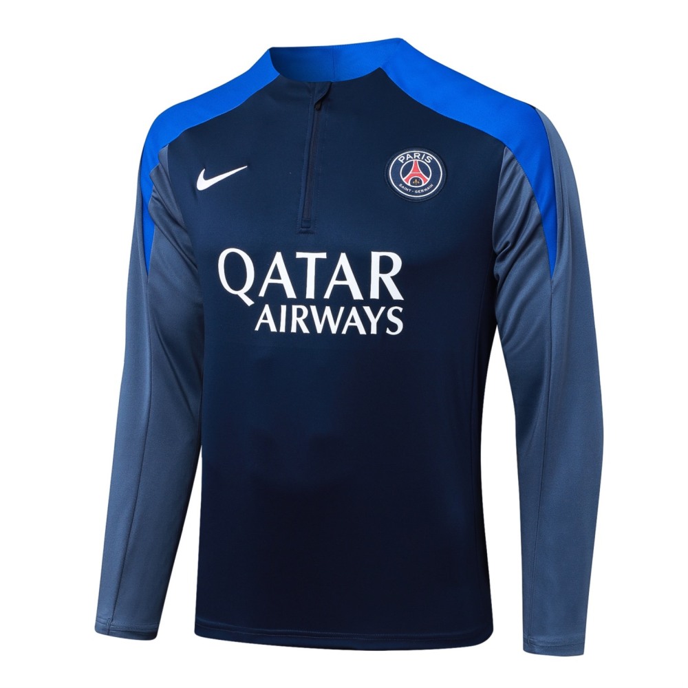202526 Paris royal blue Long-sleeved half-pull training kit Football team kit