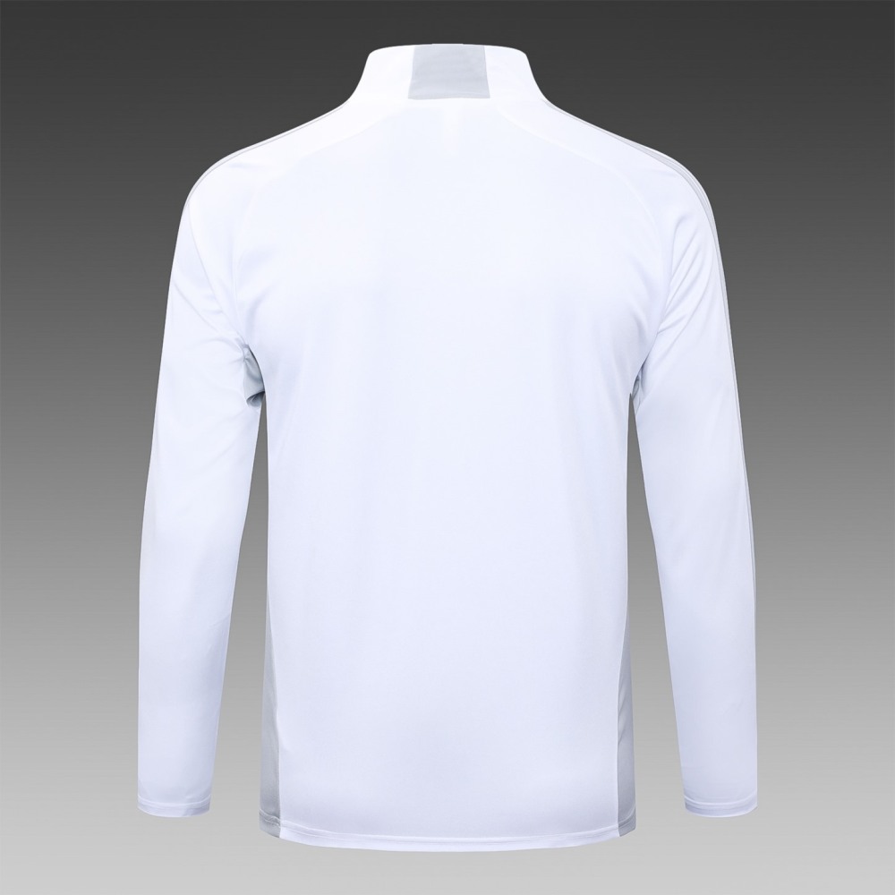 202526 Real Madrid off-white gray Long-sleeved half-pull training kit Football team kit