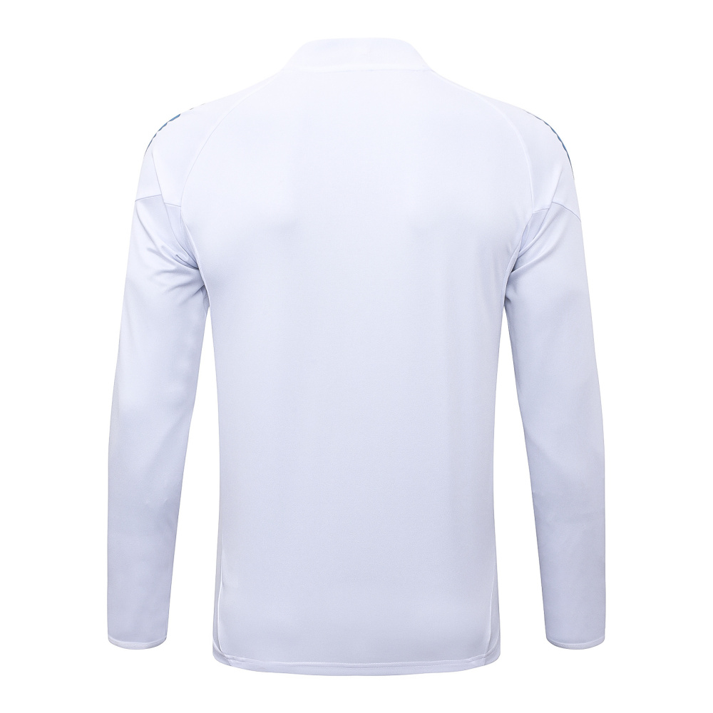 202526 Real Madrid white-blue Long-sleeved half-pull training kit Football team kit
