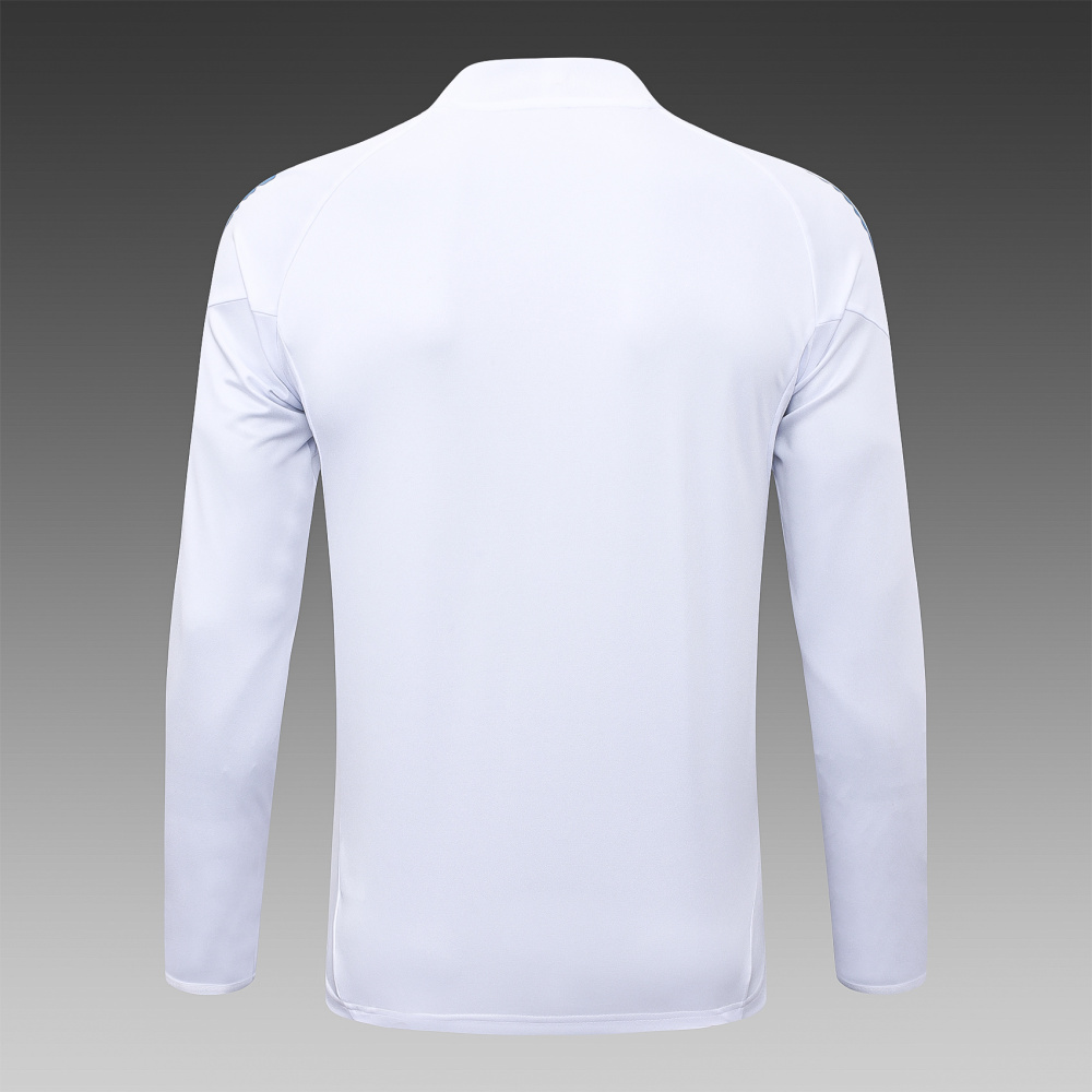 202526 Real Madrid white-blue Long-sleeved half-pull training kit Football team kit