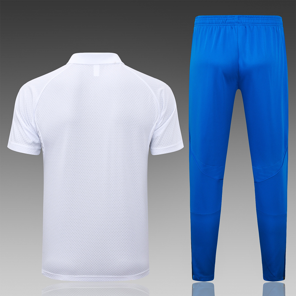 202526 Real Madrid white-blue Long-sleeved half-pull training kit Football team kit